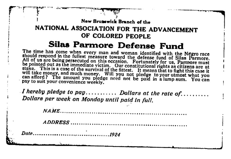 NAACP Defense Fund card from Folder - Parmore, Silas. 1924. Extradition From New Brunswick, New Jersey, to Iron City, Georgia.png