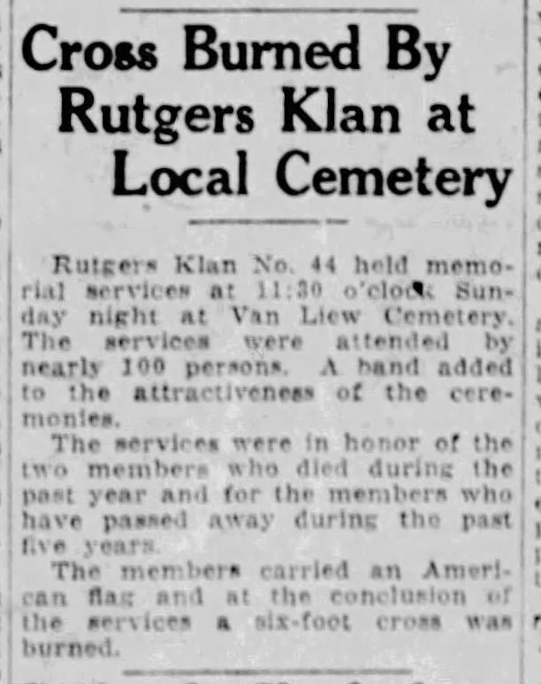 Cross Burned by Rutgers Klan at Local Cemetery
