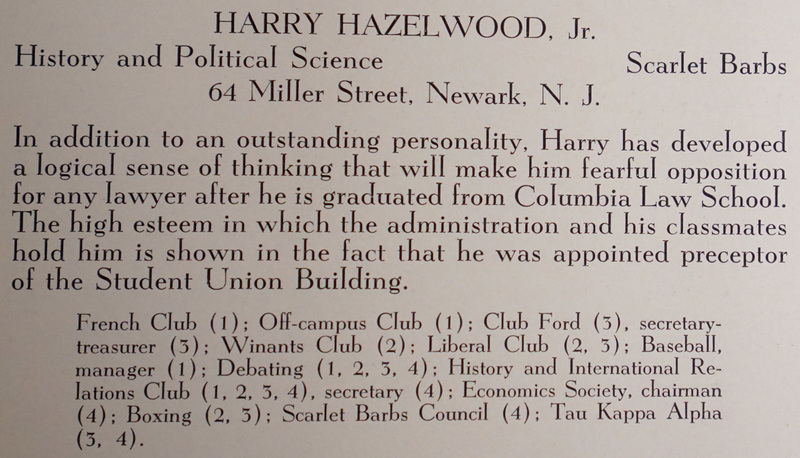 Harry Hazelwood Jr., senior photo from the Scarlet Letter yearbook