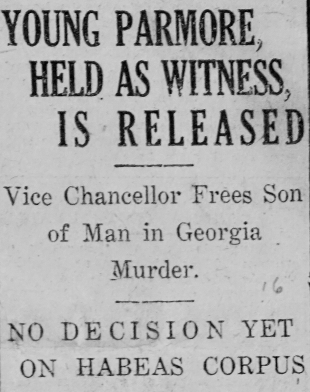 Young Parmore, Held as Witness, Is Released