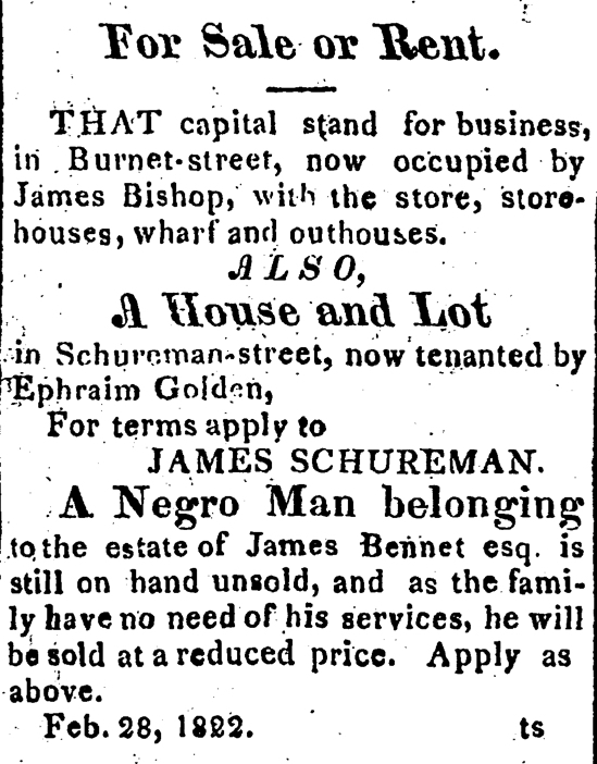 1822-02-28 For Sale or Rent. James Schureman.jpg