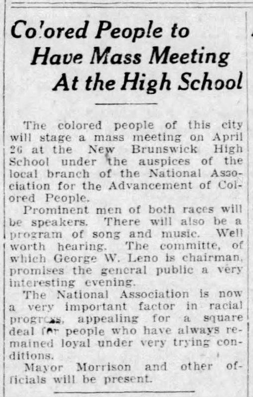 Colored People to Have Mass Meeting at the High School