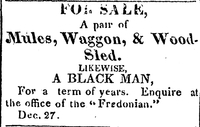 1822-01-03 For Sale, A Pair of Mules, Waggon, & Wood-Sled. Likewise, A BLACK MAN.jpg