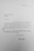 Letter to Cornell Law School, regarding Harry Hazelwood Jr.