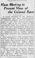 Mass Meeting to Present View of the Colored Race