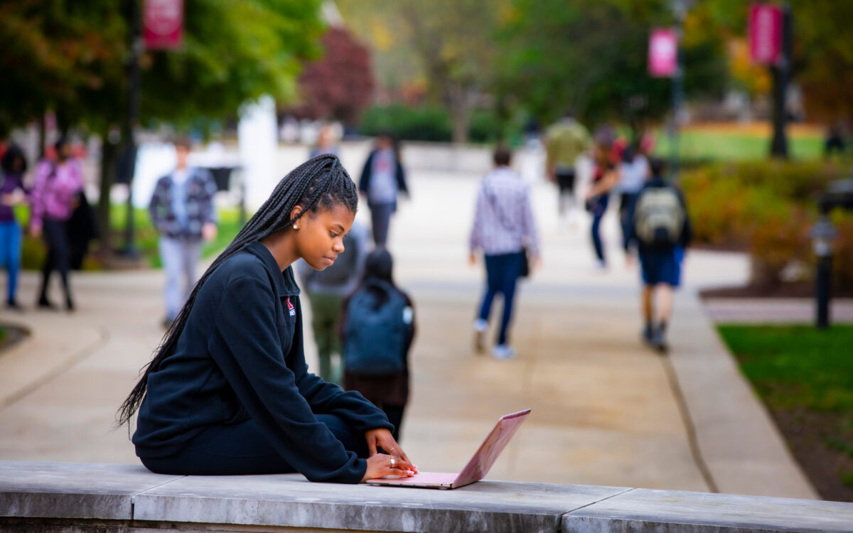 Student studying on Livingston Campus
